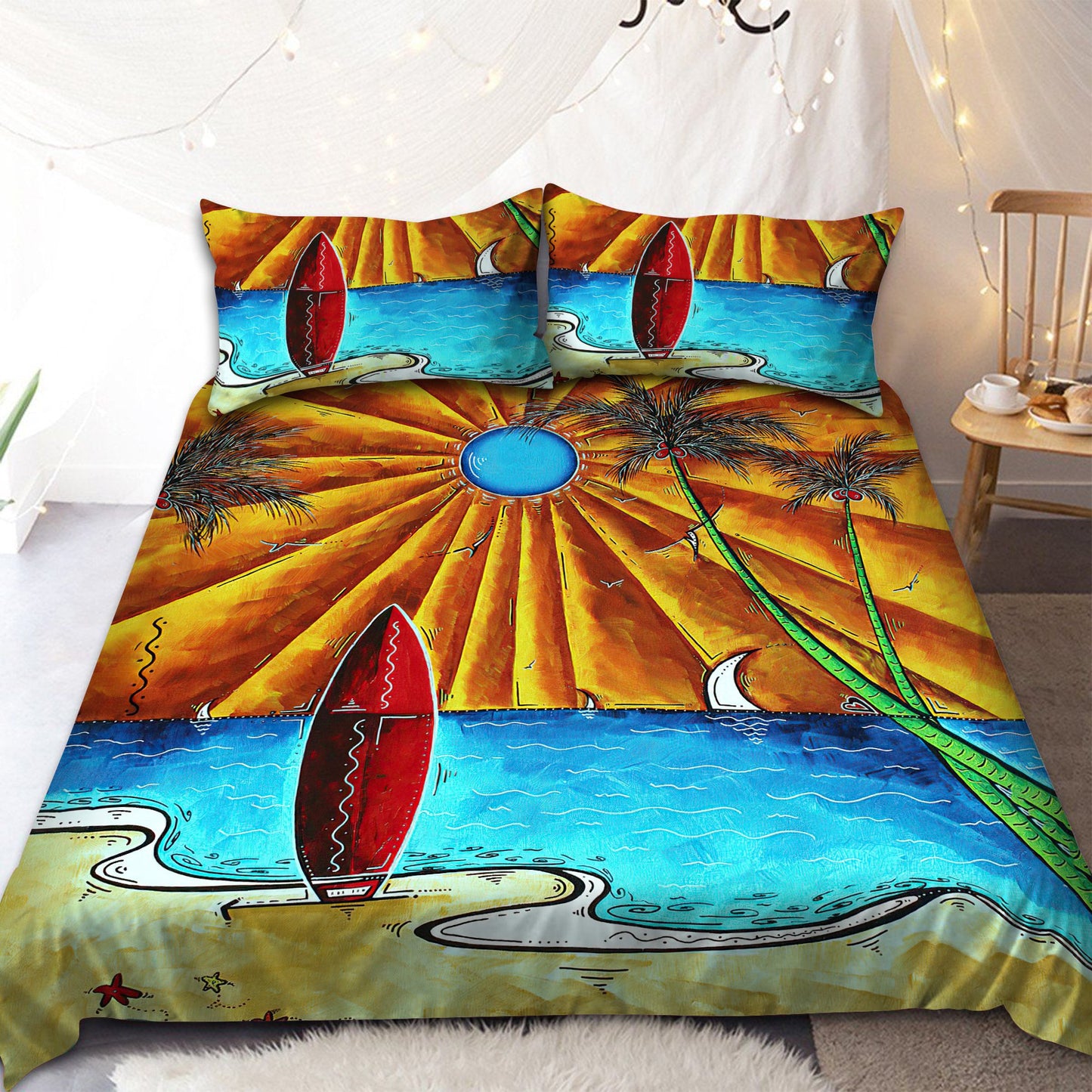 Surfboard and Beach Bedding Set Pi01082006