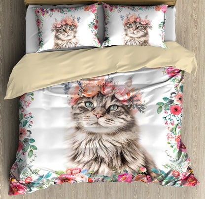 Flower Crown Cat Bedding Set Pi23072001-Quilt-TA-Twin-Vibe Cosy™