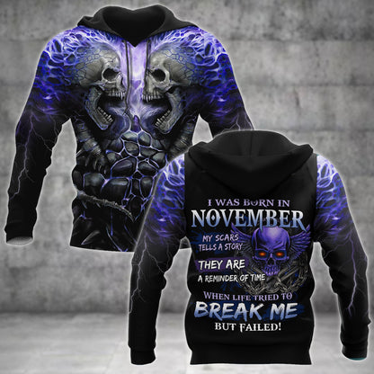November Guy Skull 3D All Over Printed Shirts Pi24102011ST