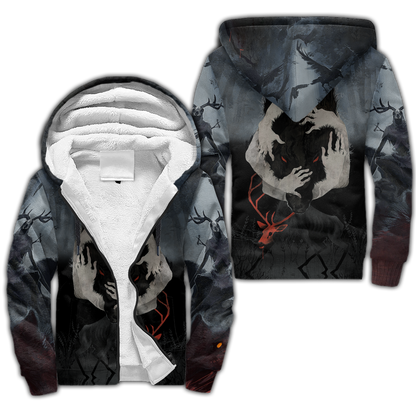 Crazy Wolf All Over Printed Unisex Deluxe Hoodie ML
