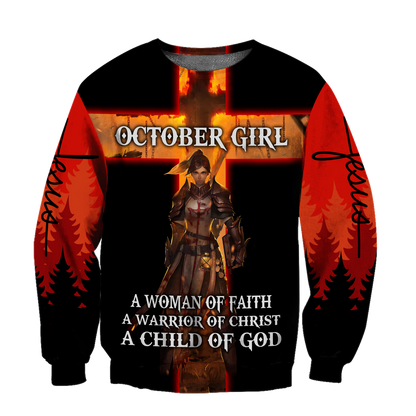 October Girl Warrior of Christ 3D All Over Print  Hoodie DD08282001