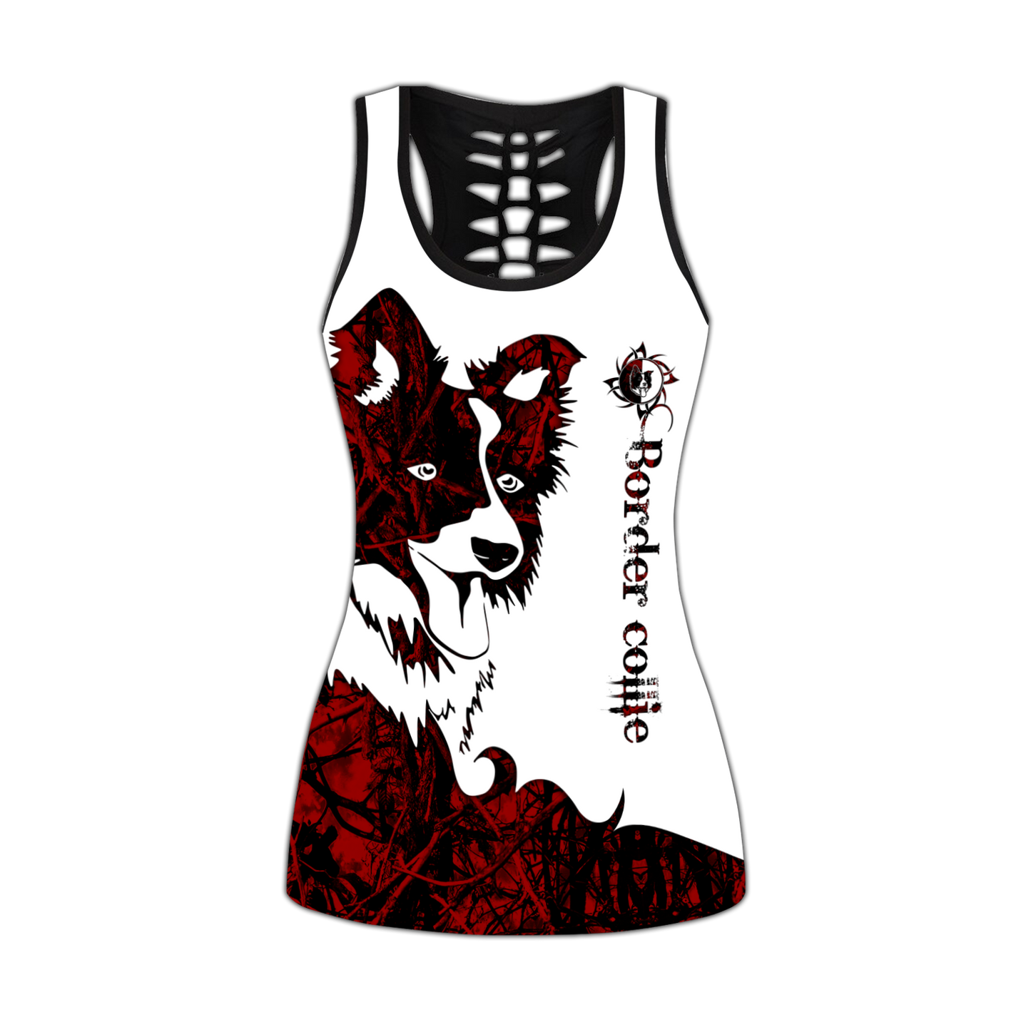 Border collie red tattoos legging + hollow tank combo DD08132002