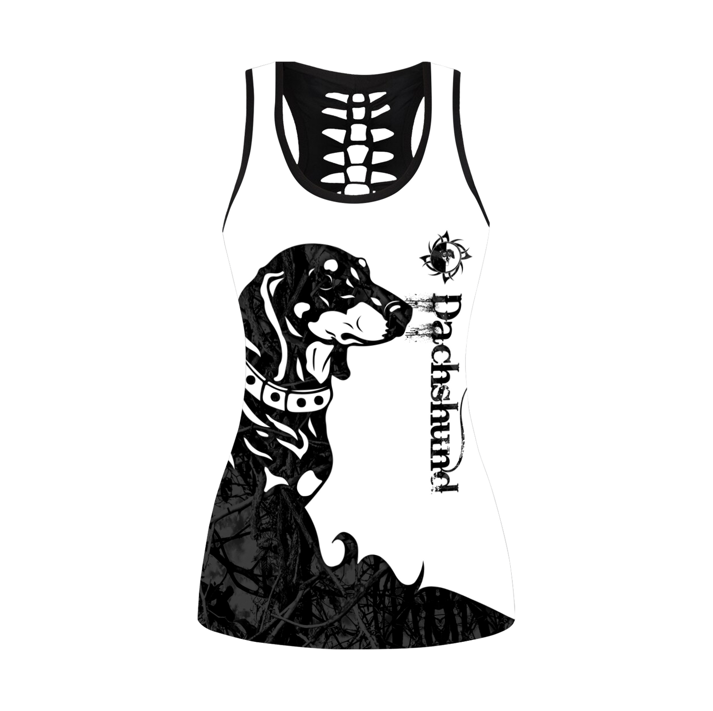 Dachshund black tattoos legging + hollow tank combo DD08042008S