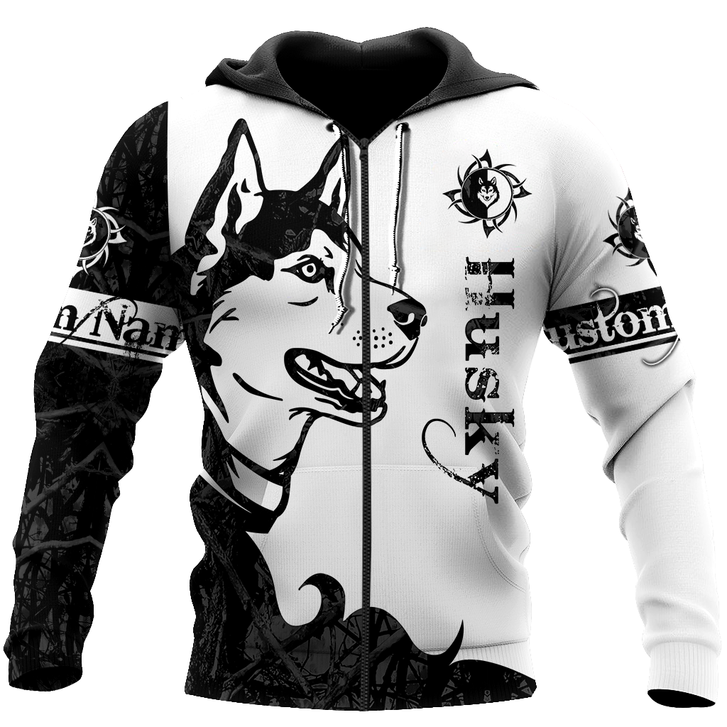 Husky black custom 3d hoodie shirt for men and women DD08122003S