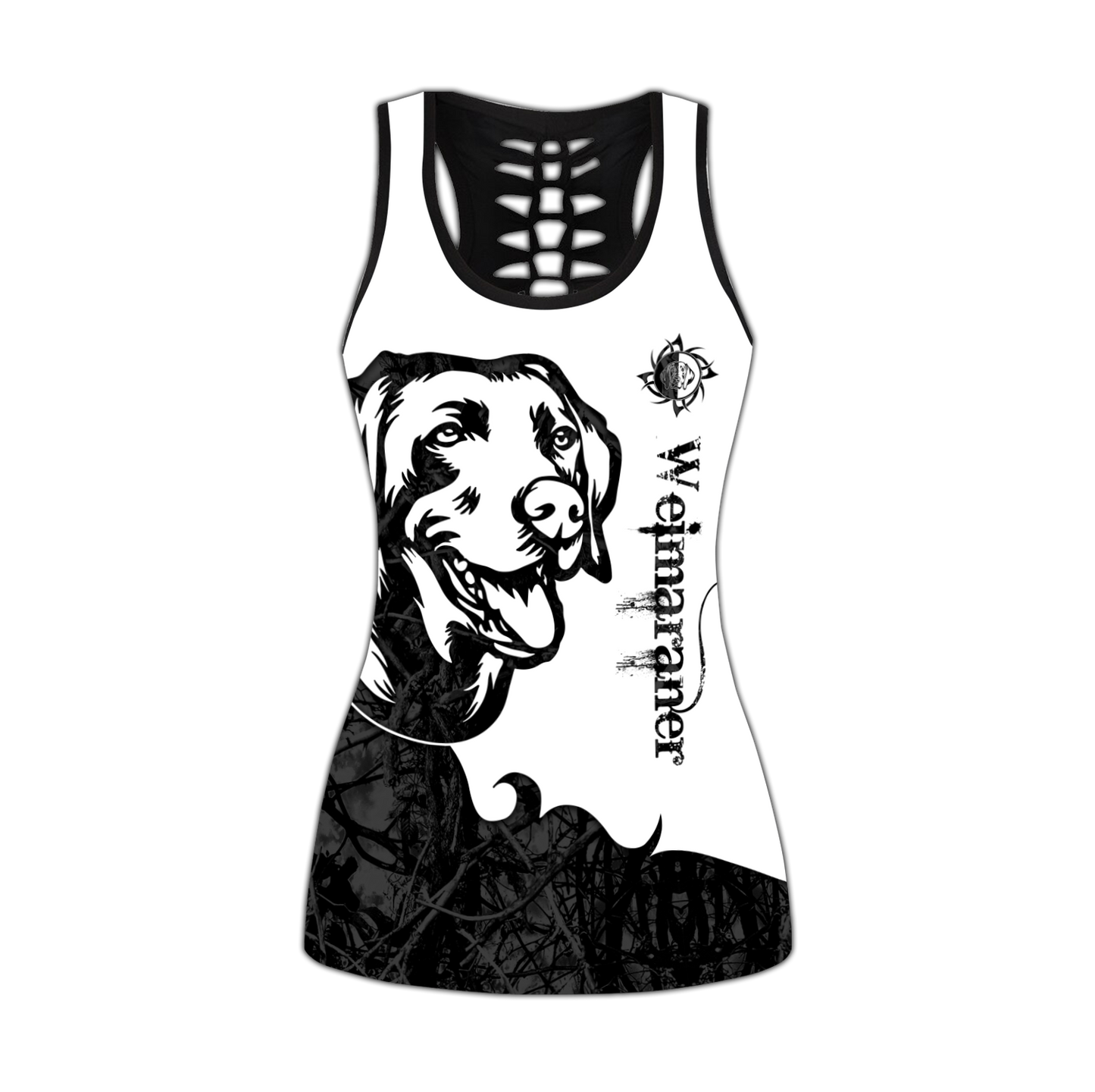 Weimaraner black tattoos legging + hollow tank combo DD09182004S