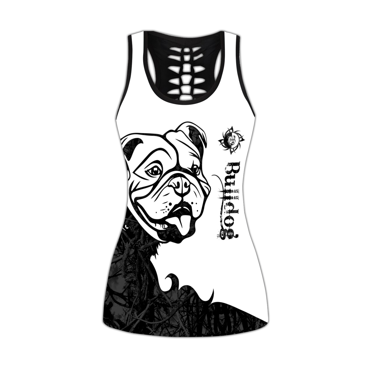 nao Bulldog black tattoos legging + hollow tank combo DD08042002S
