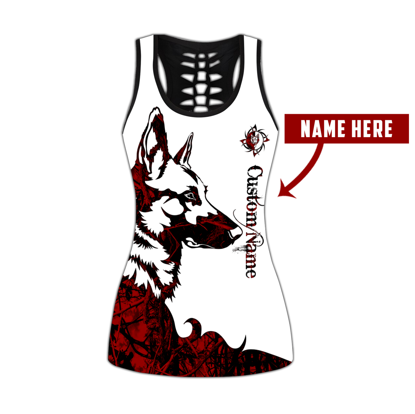 German shepherd Customize tattoos legging + hollow tank combo DD08062001S
