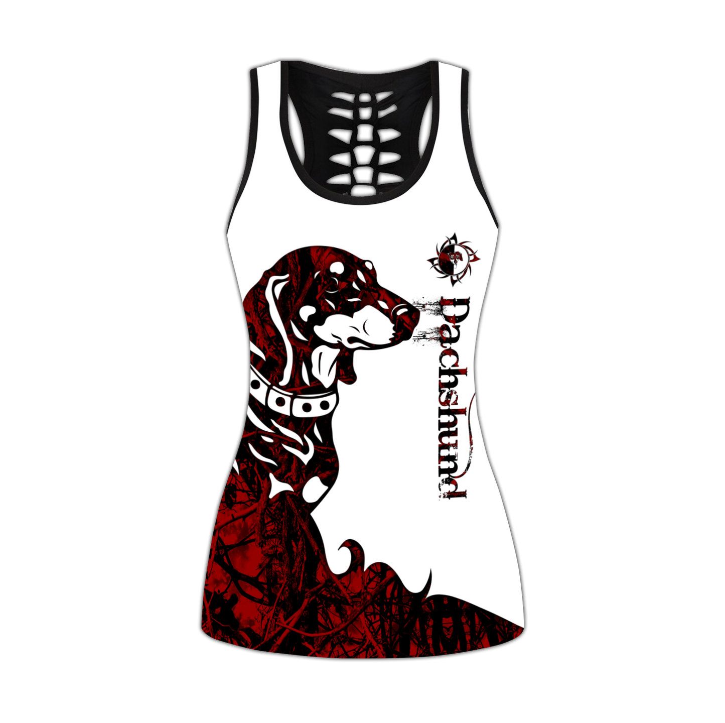 nao Dachshund red tattoos legging + hollow tank combo DD08042008
