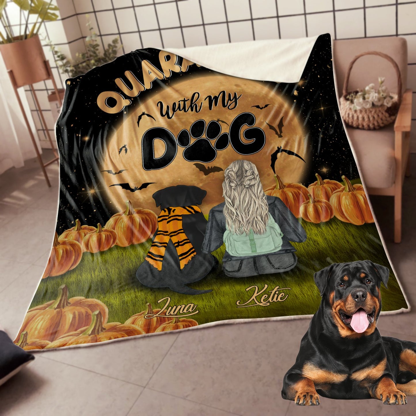 Rottweiler - Quarantine with my dog blanket DD09032004
