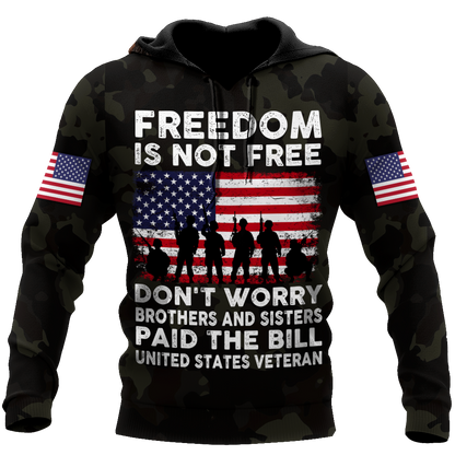 Veteran Freedom is not Free 3D all over printed shirts for men and women DD05252001-Apparel-Huyencass-Hoodie-S-Vibe Cosy™