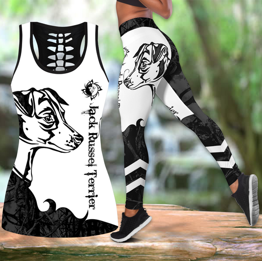 Jack Russel Terrier black tattoos legging + hollow tank combo DD08042011S