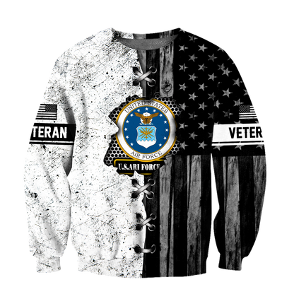 Veteran US Air Force in my heart 3D shirts for men and women BW