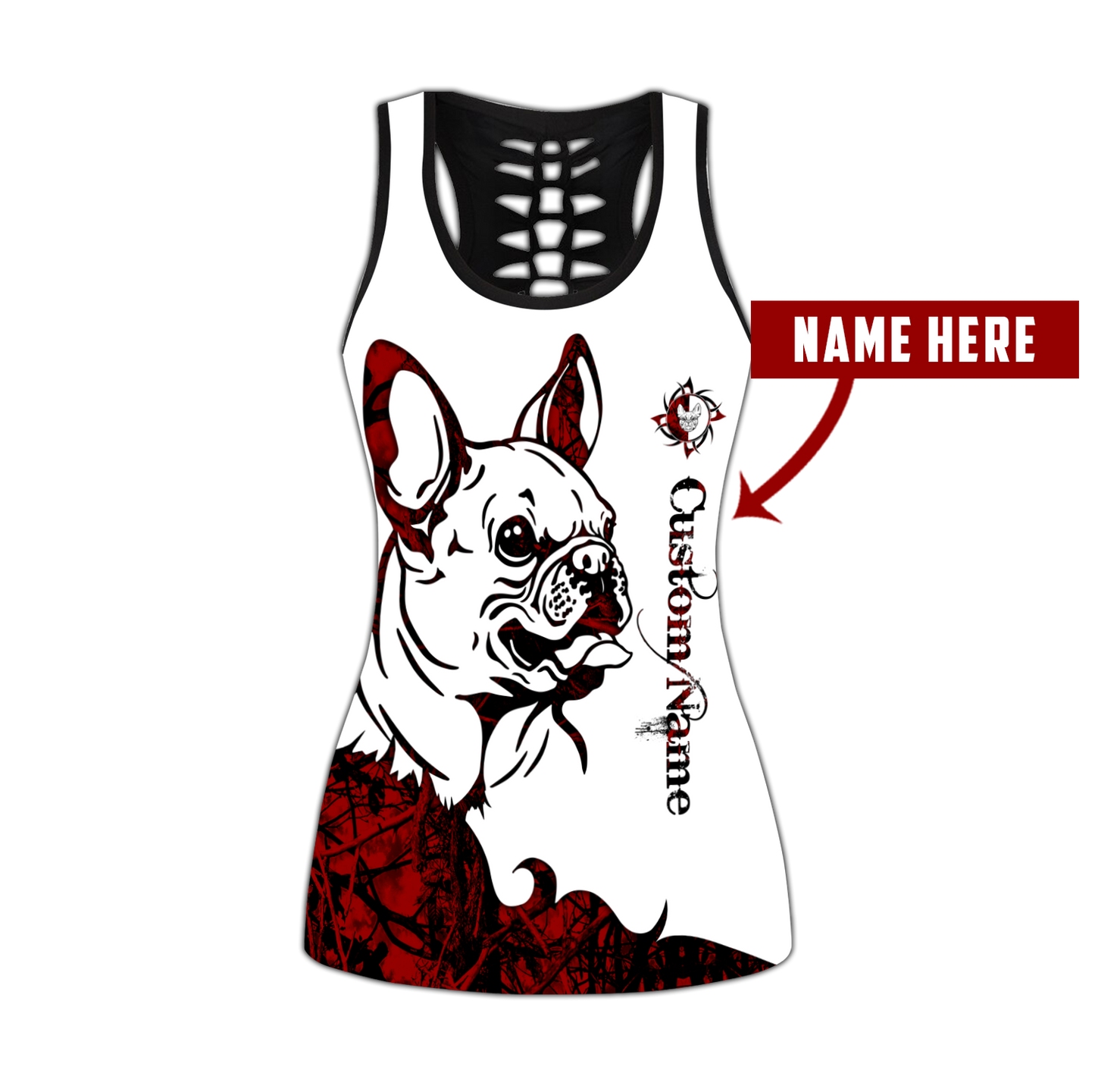 French Bulldog Customize tattoos legging + hollow tank combo DD08062003S