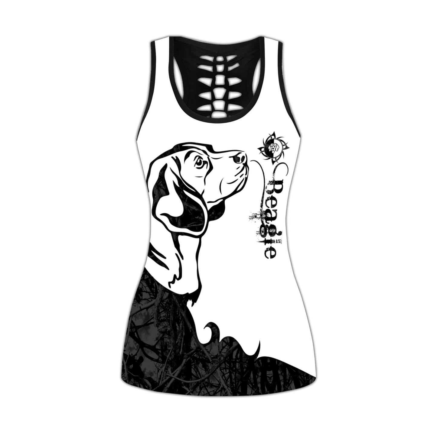 nao Beagle black tattoos legging + hollow tank combo DD08042007S