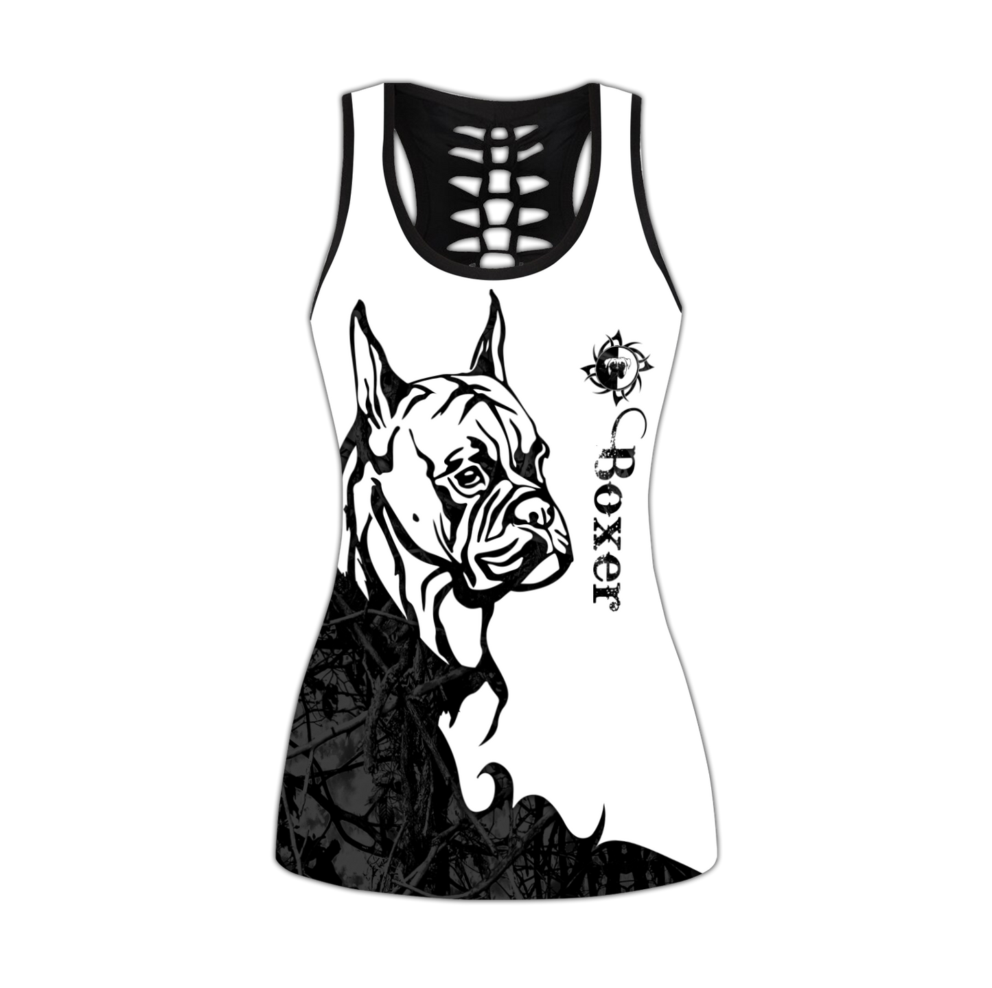 Boxer black tattoos legging + hollow tank combo DD08042004S