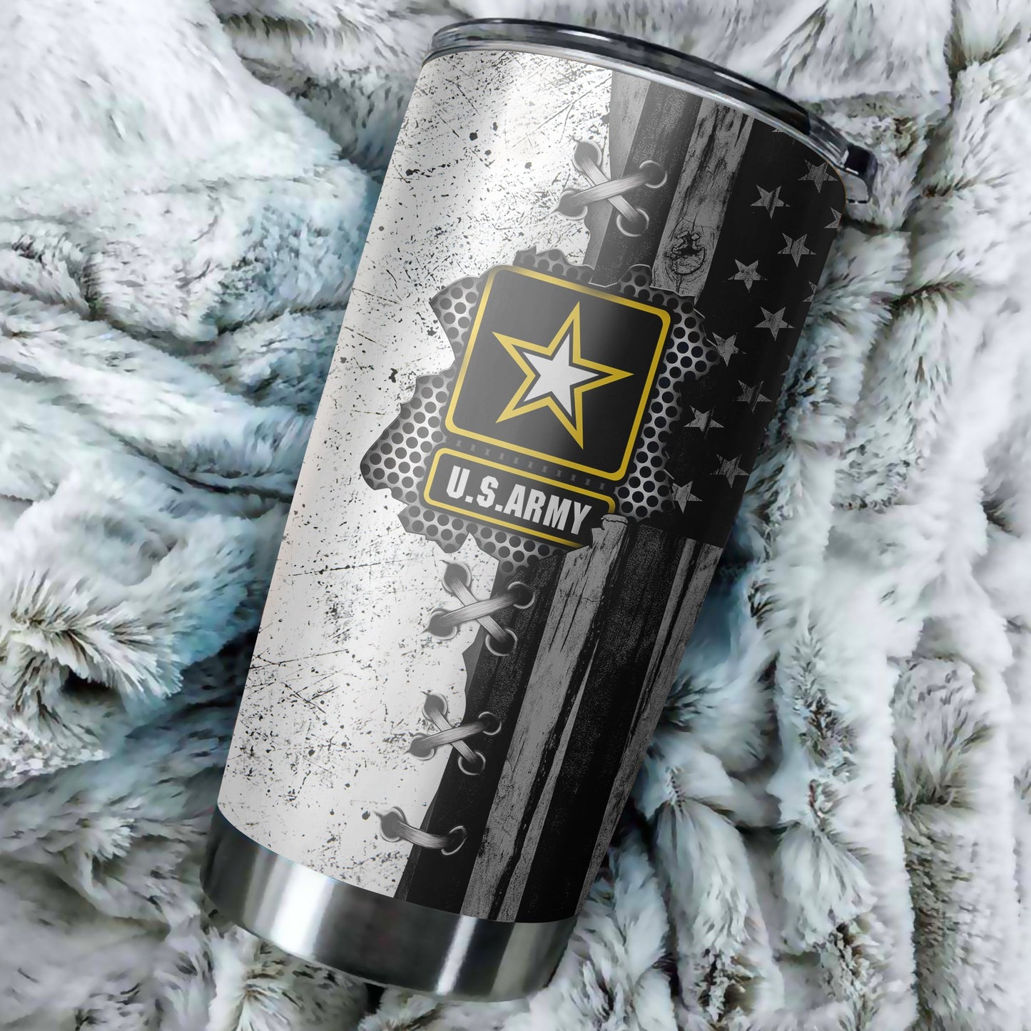 Veteran US Army in my heart BW stainless steel tumbler