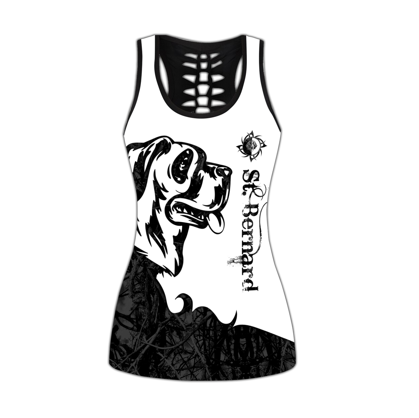 St. Bernard black tattoos legging + hollow tank combo DD09162001S