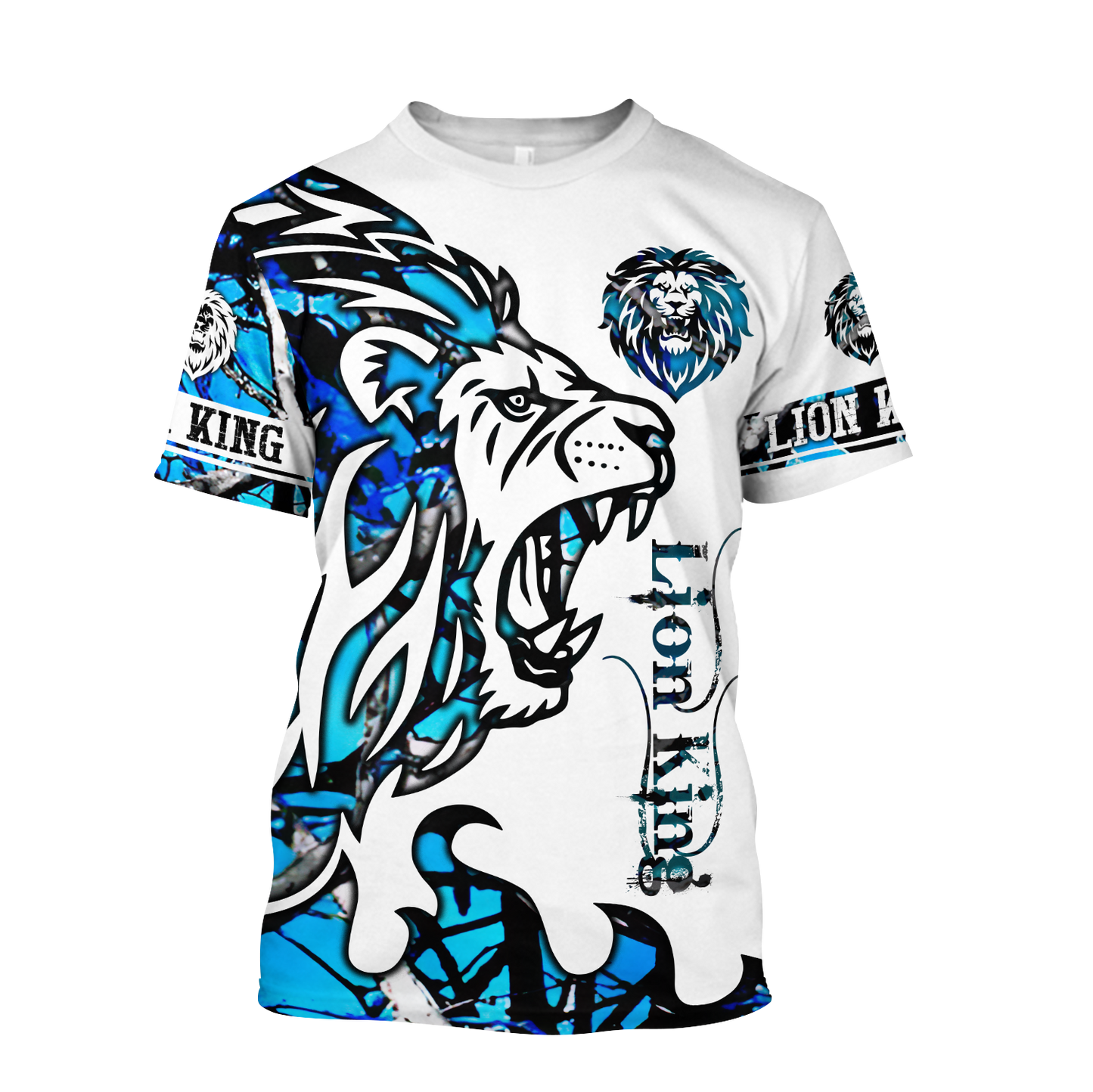 Beautiful Lion blue Tattoo camo 3D all over printed shirts for men and women DD05272003S-Apparel-Huyencass-T-Shirt-S-Vibe Cosy™