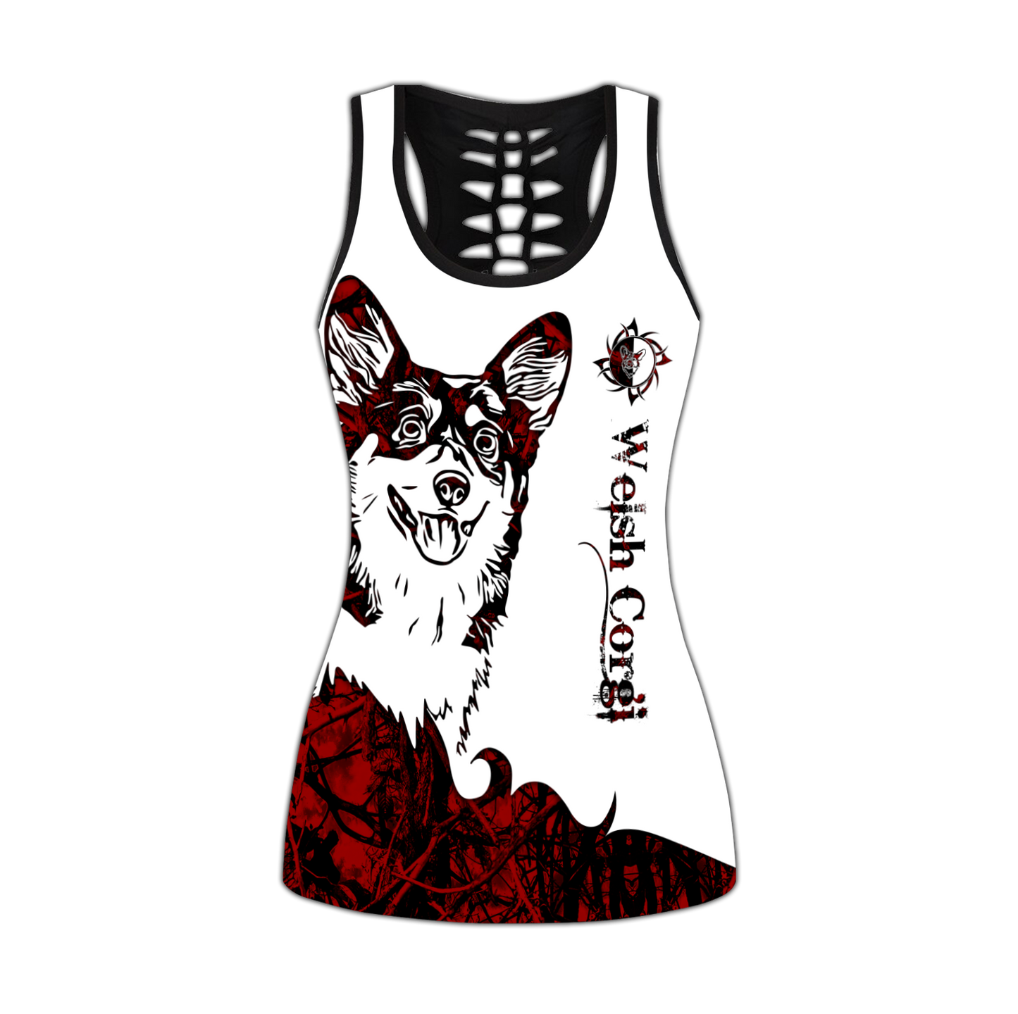 Welsh Corgi red tattoos legging + hollow tank combo DD09172001