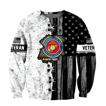 Veteran US Marine Corps in my heart 3D shirts for men and women BW