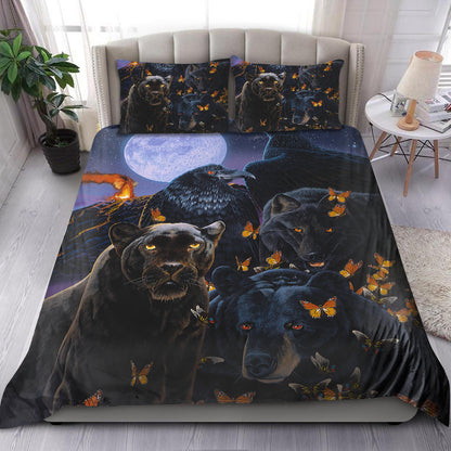 Black Party Under Moon Light Bedding Set