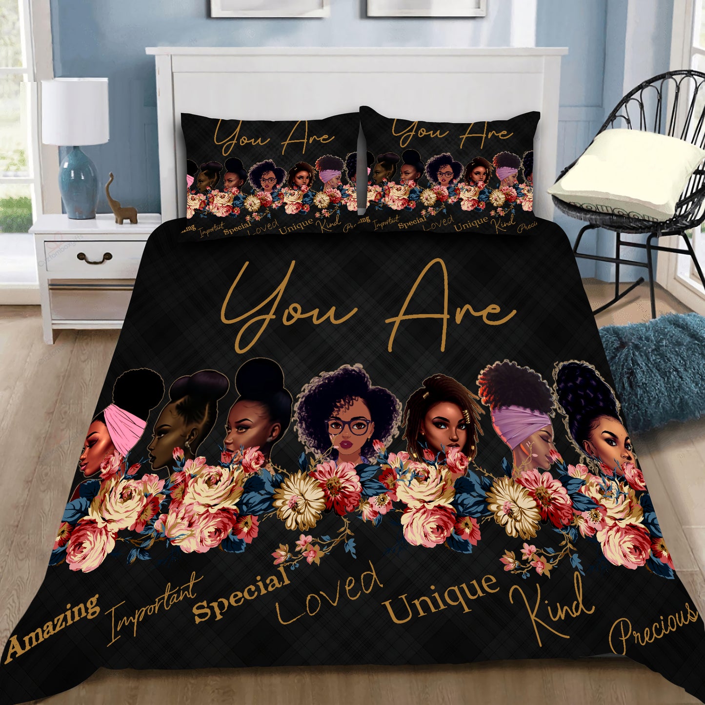 Black girl bedding set DD06192004S-HG-HG-US Twin-Vibe Cosy™