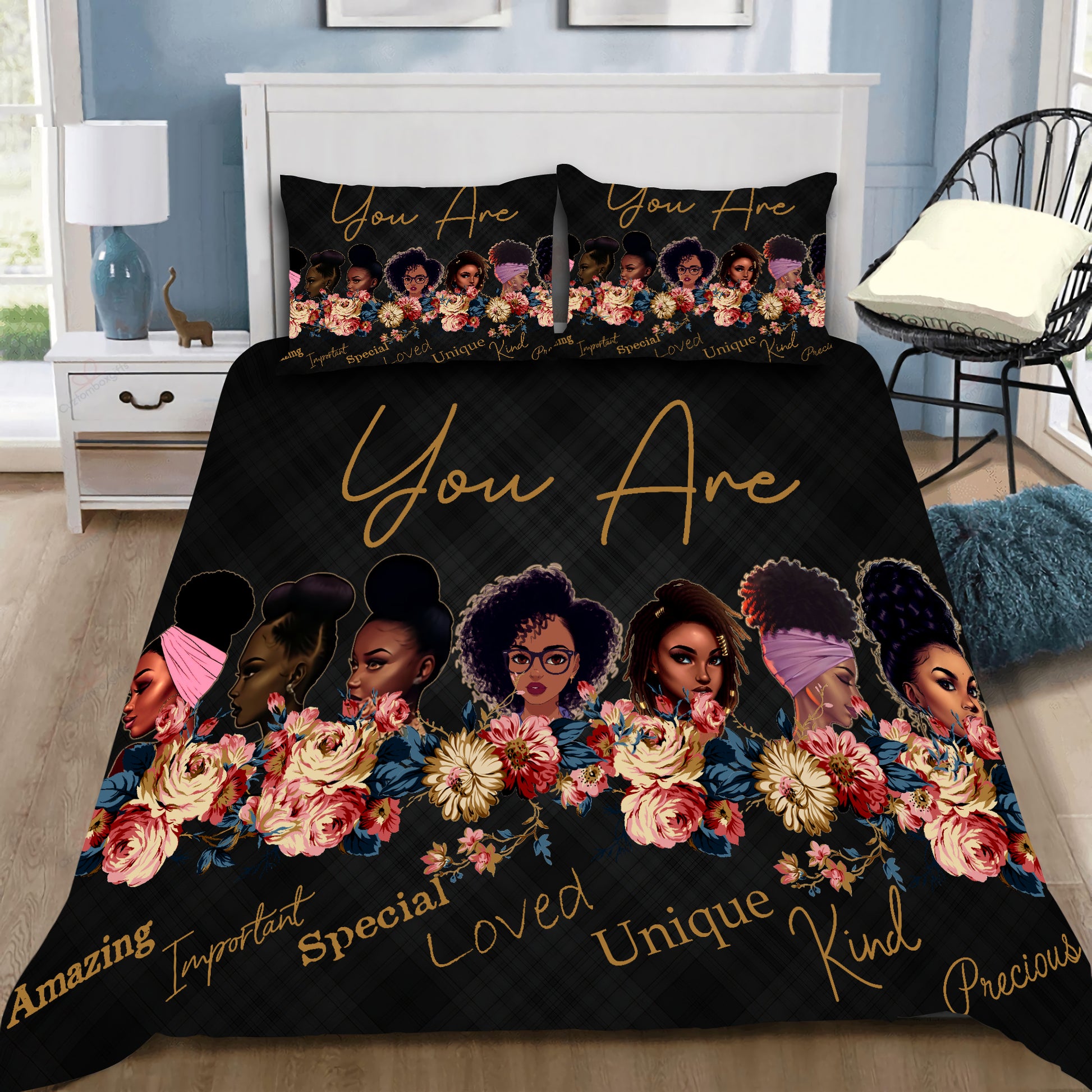 Black girl bedding set DD06192004S-HG-HG-US Twin-Vibe Cosy™