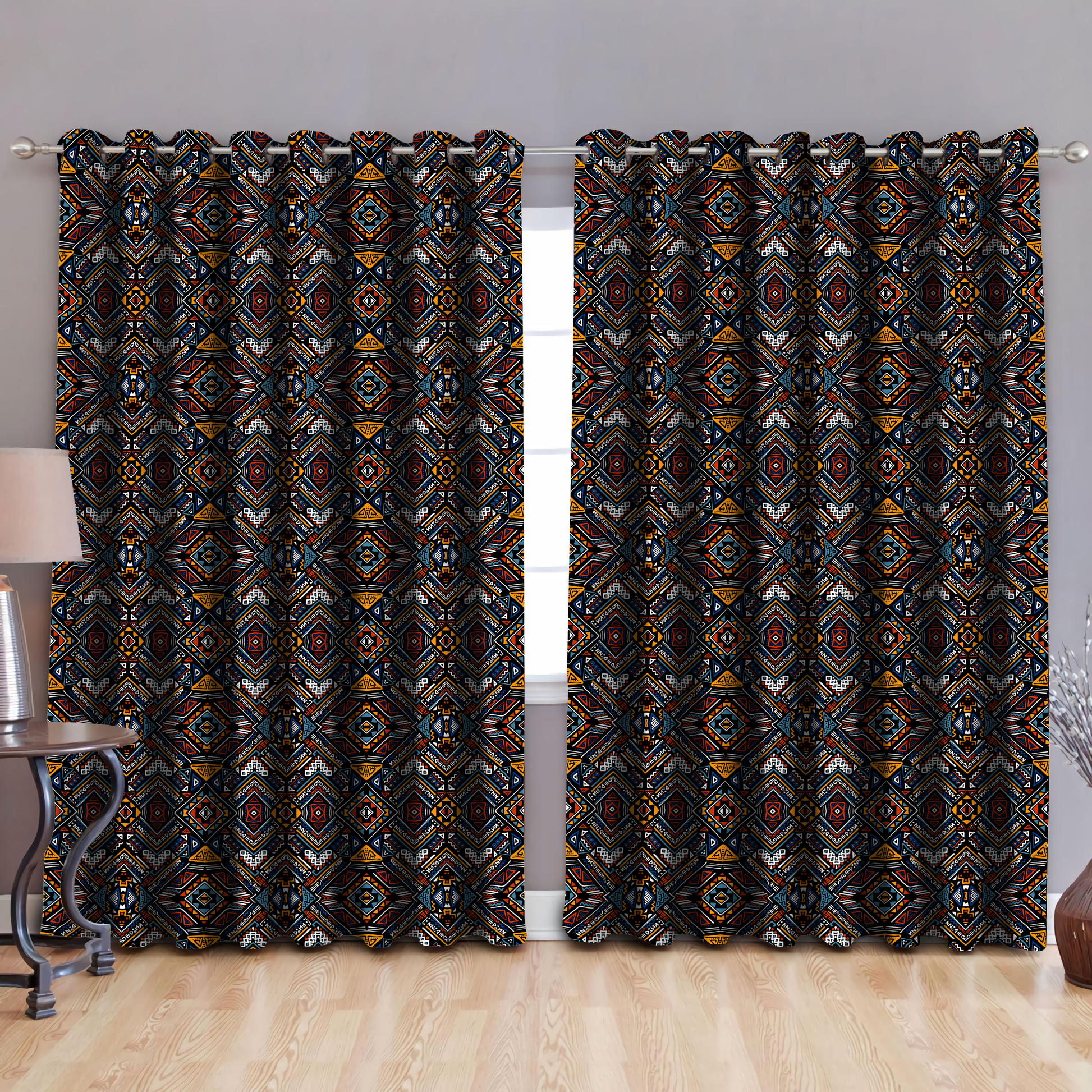 African Pattern Window Curtain MH2306201S-ML-ML-52'' x 63''-Vibe Cosy™