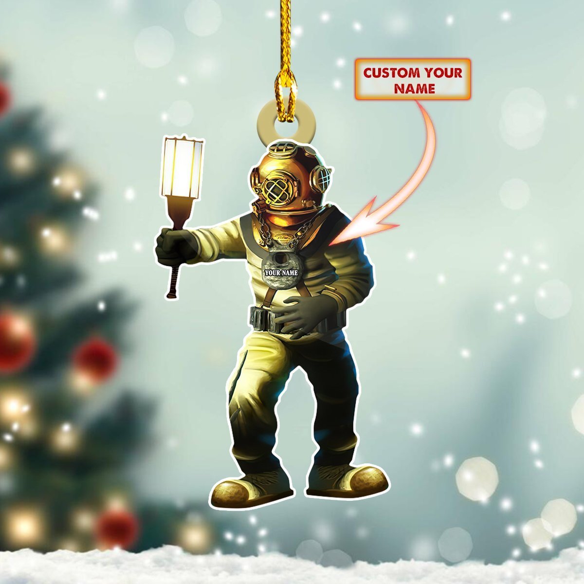 Custom Shaped Ornament Scuba Diver 32