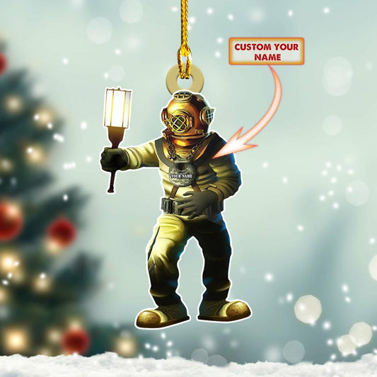 Custom Shaped Ornament Scuba Diver 32