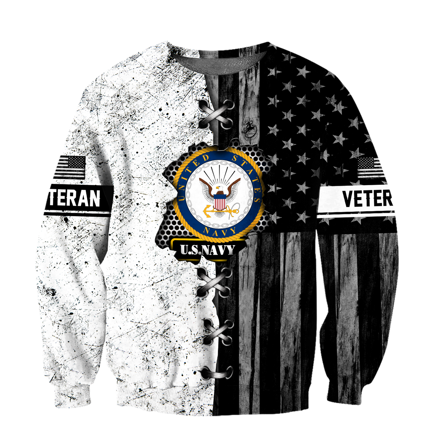 Veteran US Navy in my heart 3D shirts for men and women BW