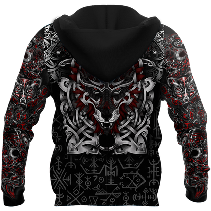 3D All Over Print Celtic Viking Wolf Hoodie DD08262002