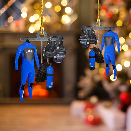 Custom Shaped Ornament Scuba Diver 333