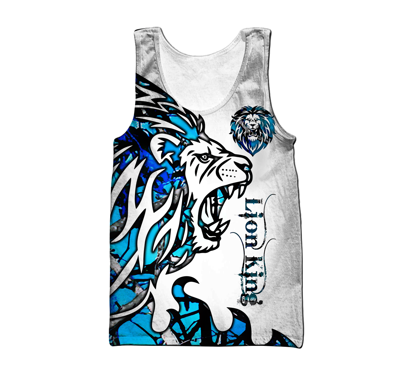 Beautiful Lion blue Tattoo camo 3D all over printed shirts for men and women DD05272003S-Apparel-Huyencass-Tank Top-S-Vibe Cosy™