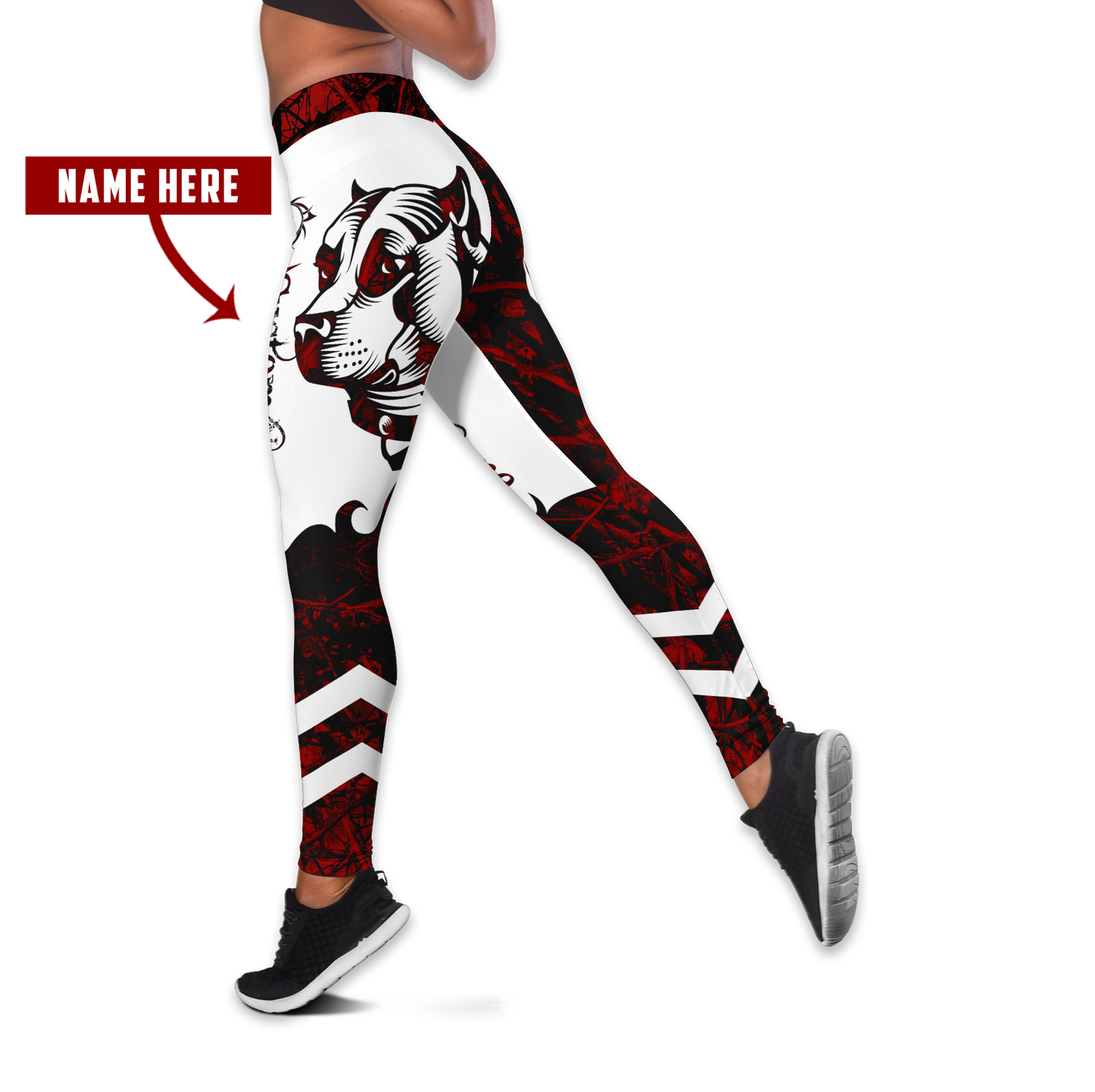 Staffordshire Bull Terrier customize red tattoos legging + hollow tank combo DD08172001