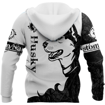 Husky black custom 3d hoodie shirt for men and women DD08122003S
