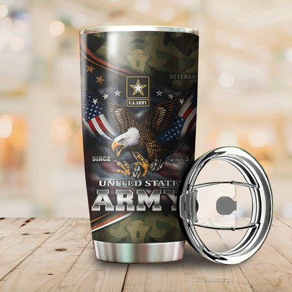 US Army Since 1775 Eagle With American Flag Wings stainless steel tumbler