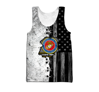 Veteran US Marine Corps in my heart 3D shirts for men and women BW