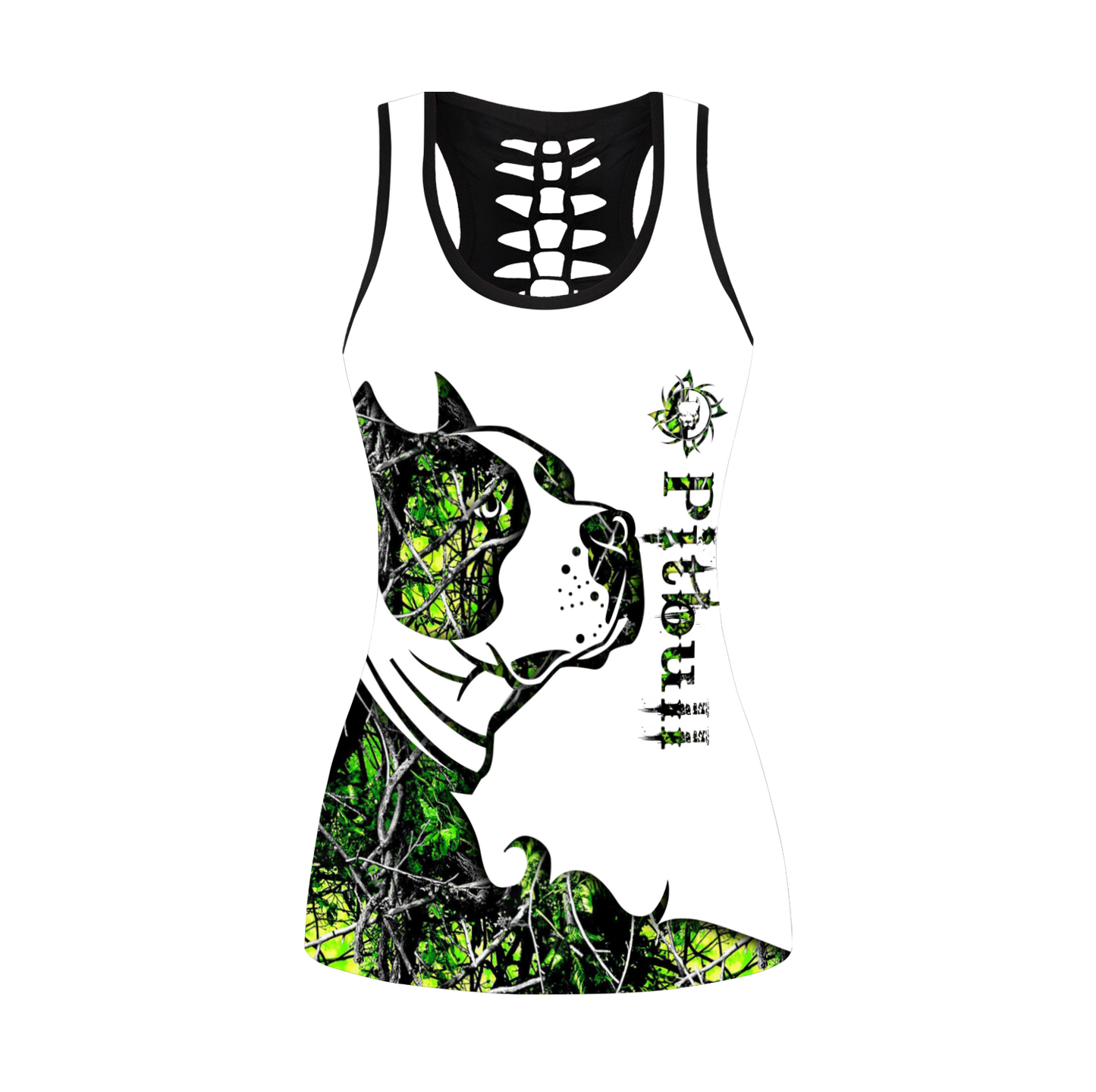 Pitbull green tattoos legging + hollow tank combo HG71802S1-Apparel-HG-No legging-S-Vibe Cosy™