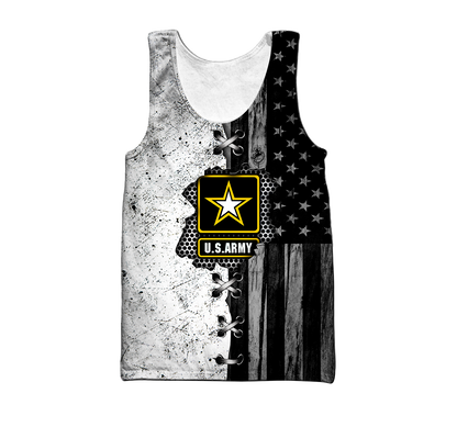 Veteran US Army in my heart 3D shirts for men and women BW