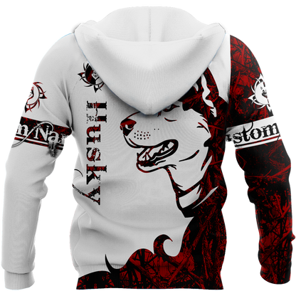 Husky red custom 3d hoodie shirt for men and women DD08122002S