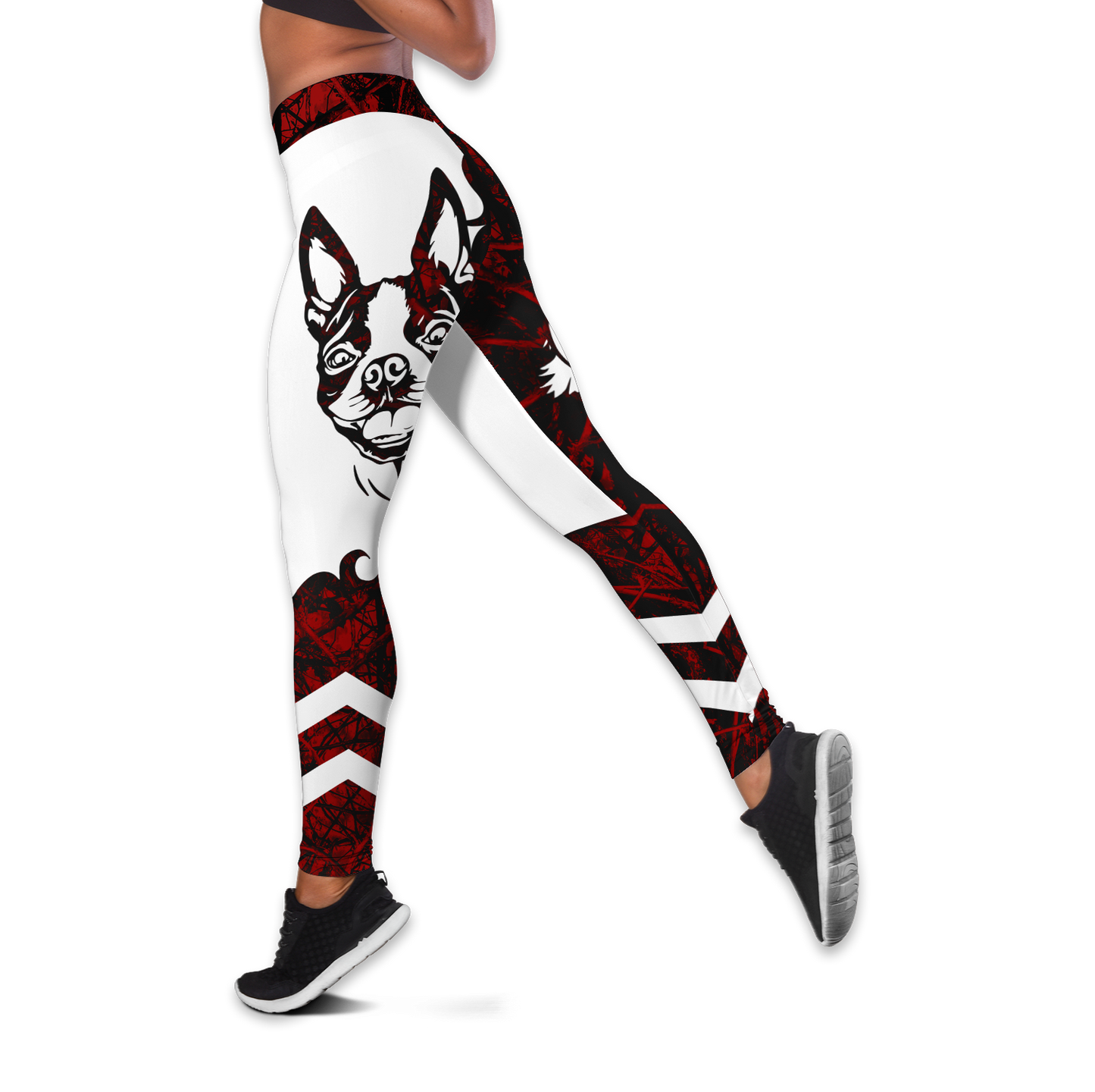 Boston Terrier red tattoos legging + hollow tank combo DD09172002