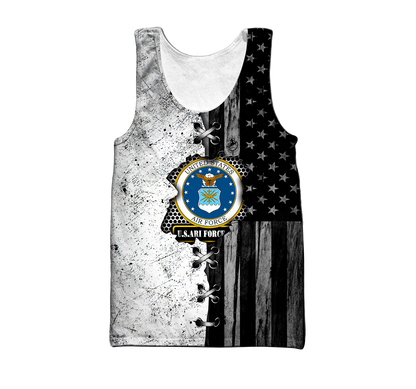 Veteran US Air Force in my heart 3D shirts for men and women BW