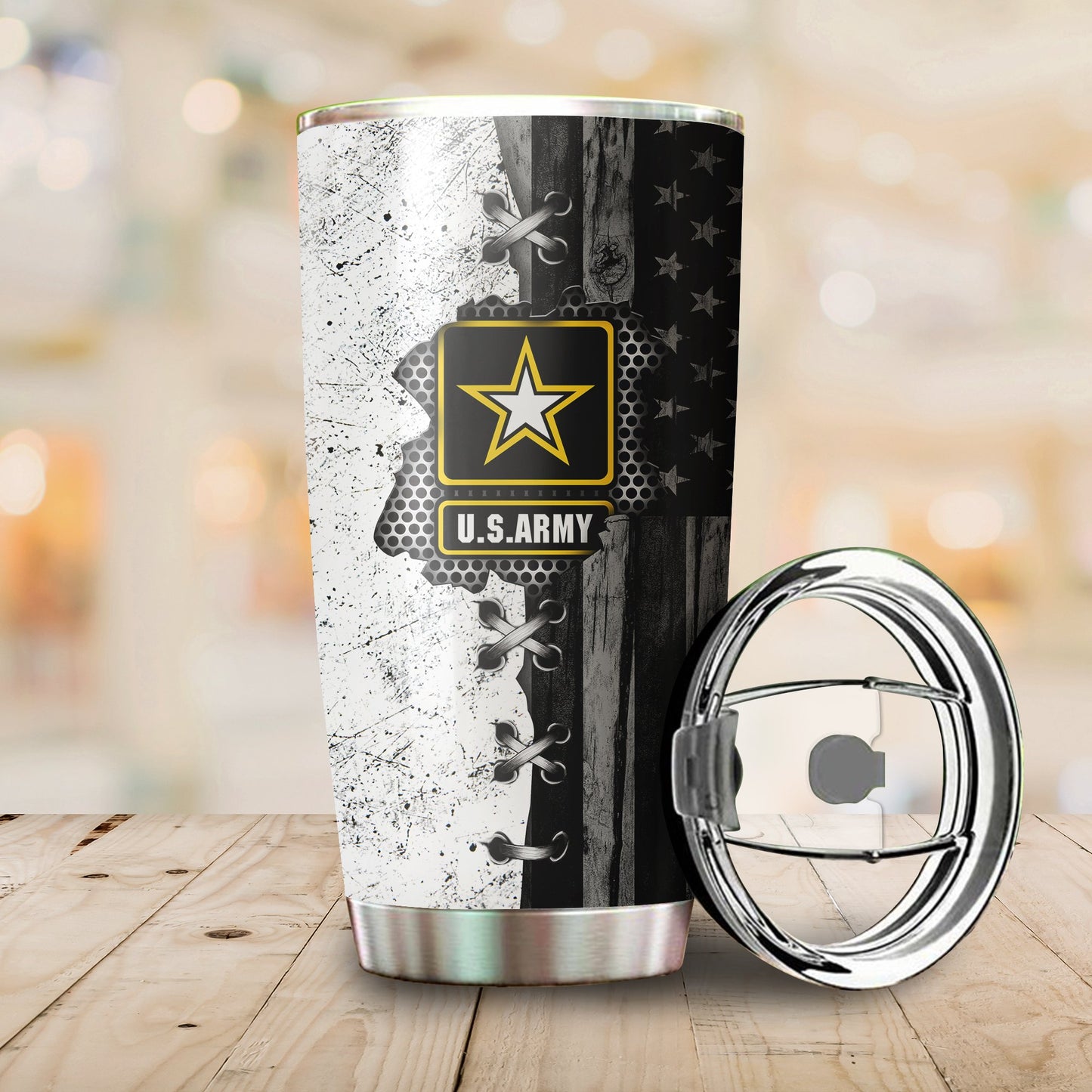 Veteran US Army in my heart BW stainless steel tumbler