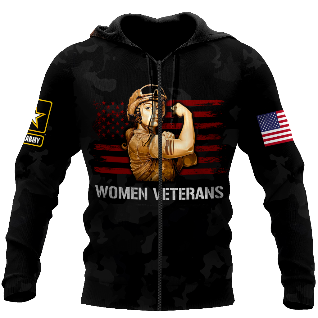 Women Veterans 3d all over printed shirts for men and women DD05232001-Apparel-Huyencass-Zipped Hoodie-S-Vibe Cosy™