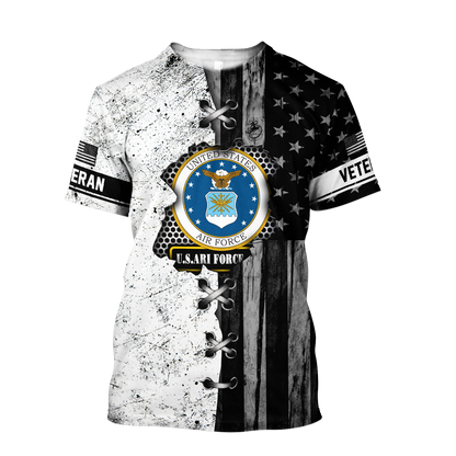 Veteran US Air Force in my heart 3D shirts for men and women BW