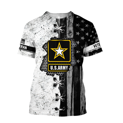 Veteran US Army in my heart 3D shirts for men and women BW