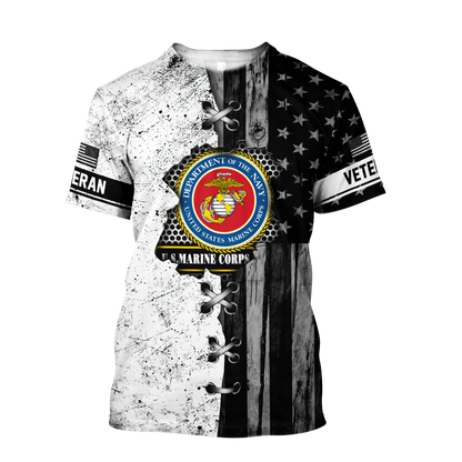 Veteran US Marine Corps in my heart 3D shirts for men and women BW