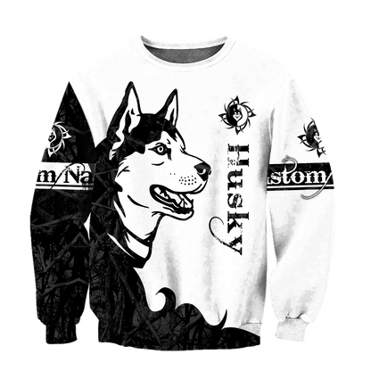 Husky black custom 3d hoodie shirt for men and women DD08122003S