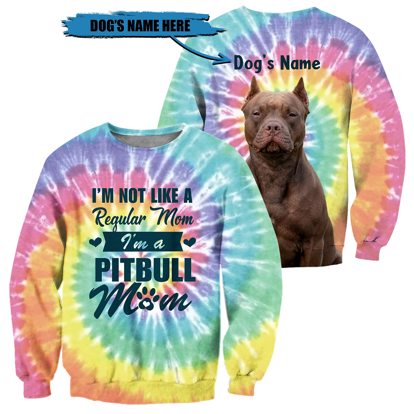 Pitbull mom customize name 3D hoodie shirt for men and women DD09152001